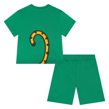Younger Boys Green Tiger Logo Shorts Set