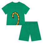 Younger Boys Green Tiger Logo Shorts Set, 1, hi-res