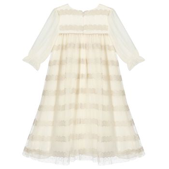 Girls Ivory & Gold Dress