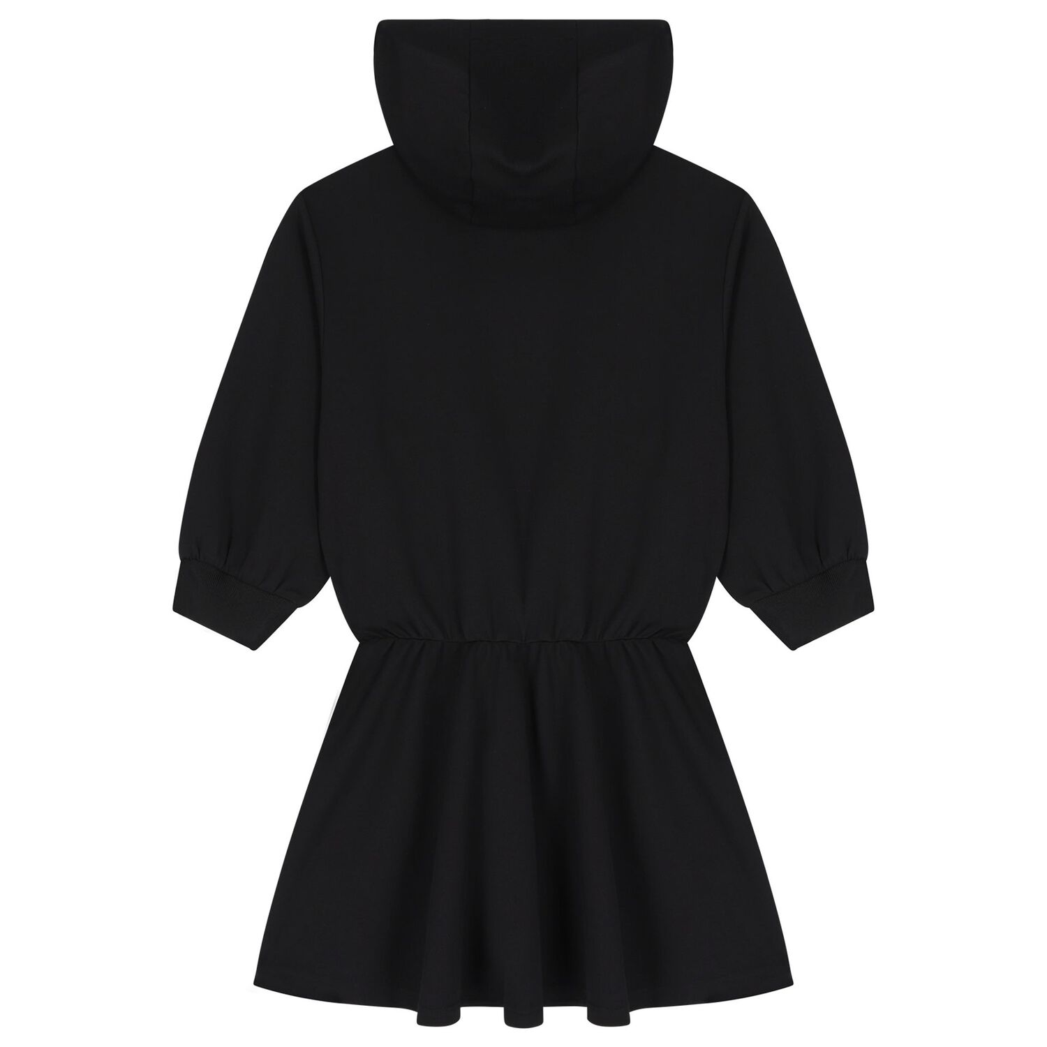 Girls Black Logo Hooded Dress, 1, hi-res