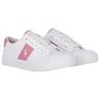 Girls White & Pink Logo Trainers, 1, hi-res