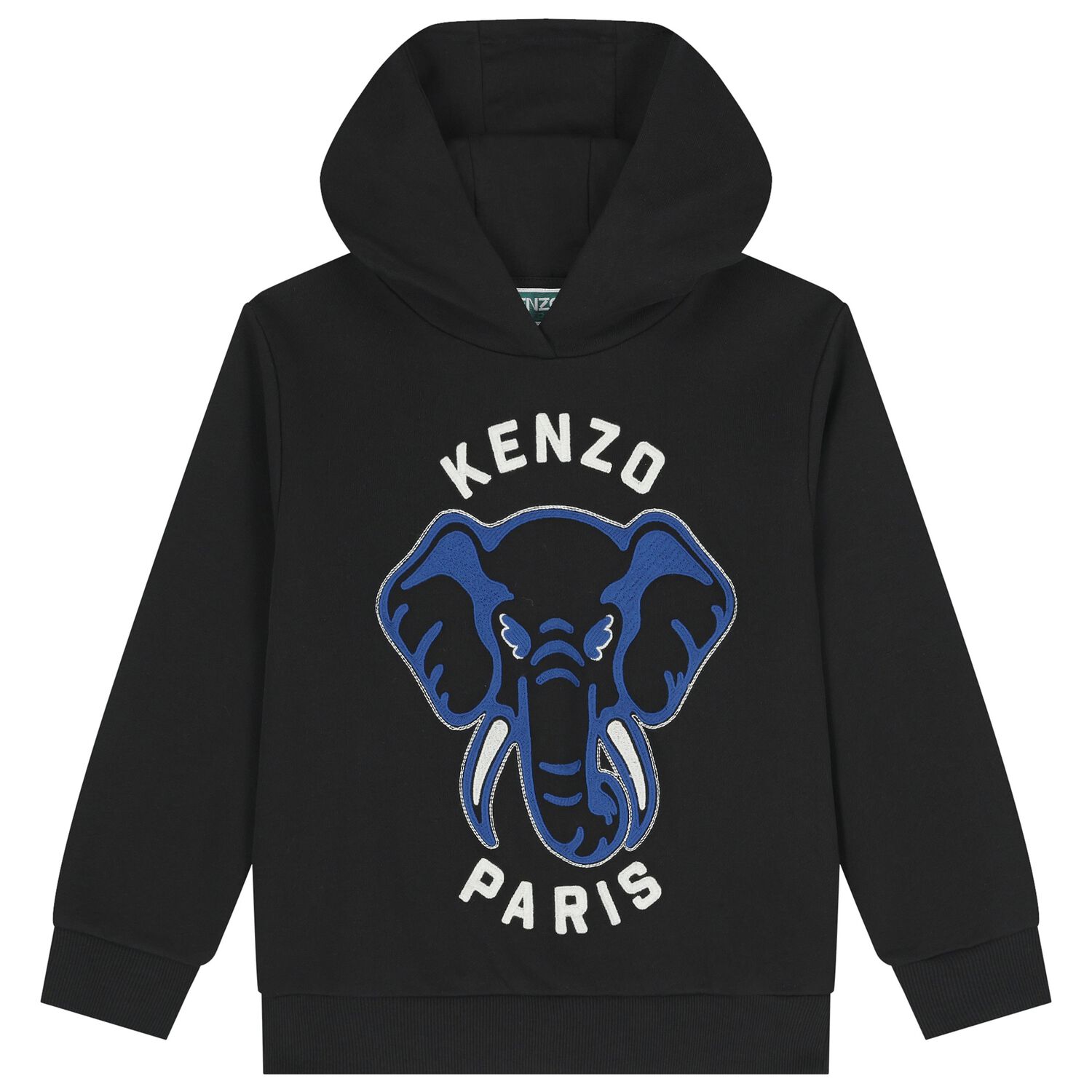 Boys Black Elephant Logo Hooded Top, 1, hi-res