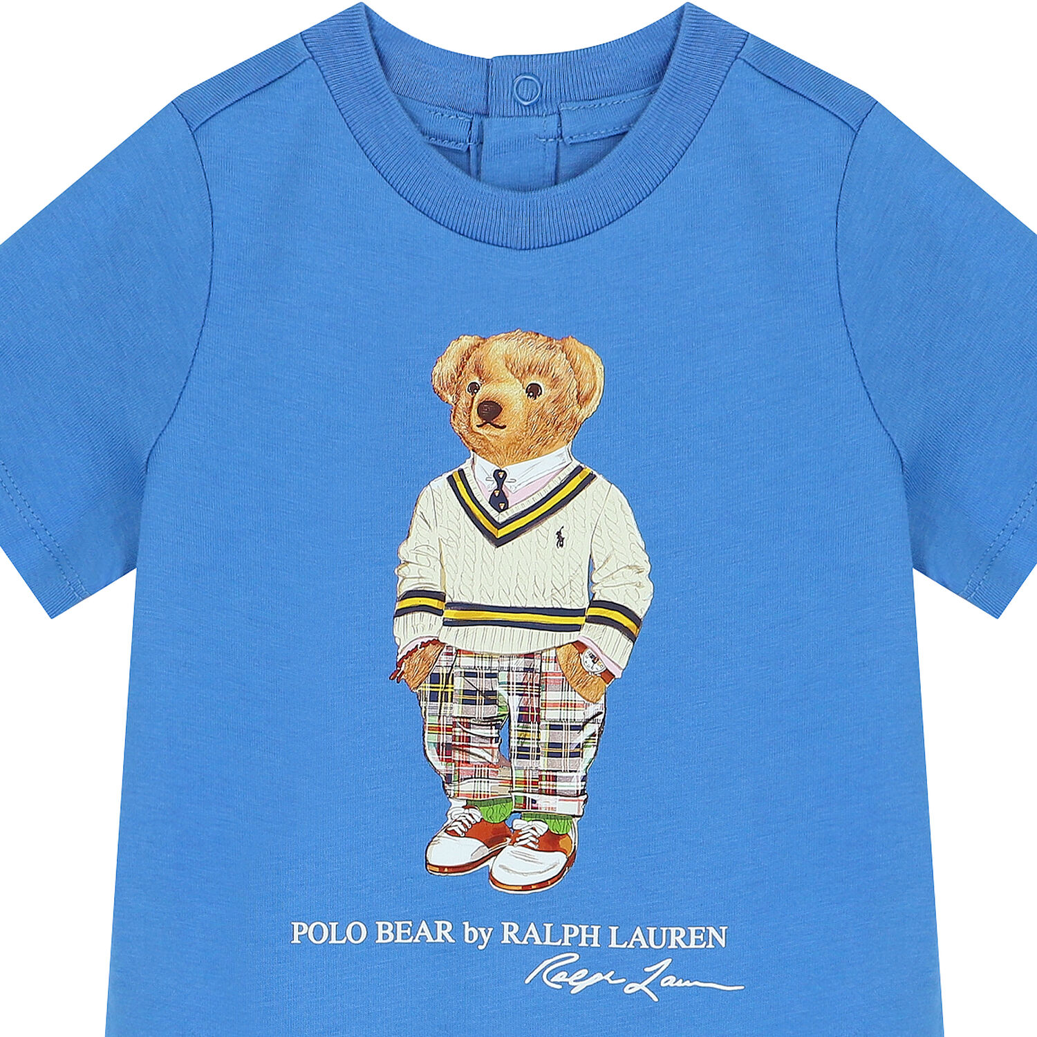 Baby Boys Blue Polo Bear Romper, 1, hi-res