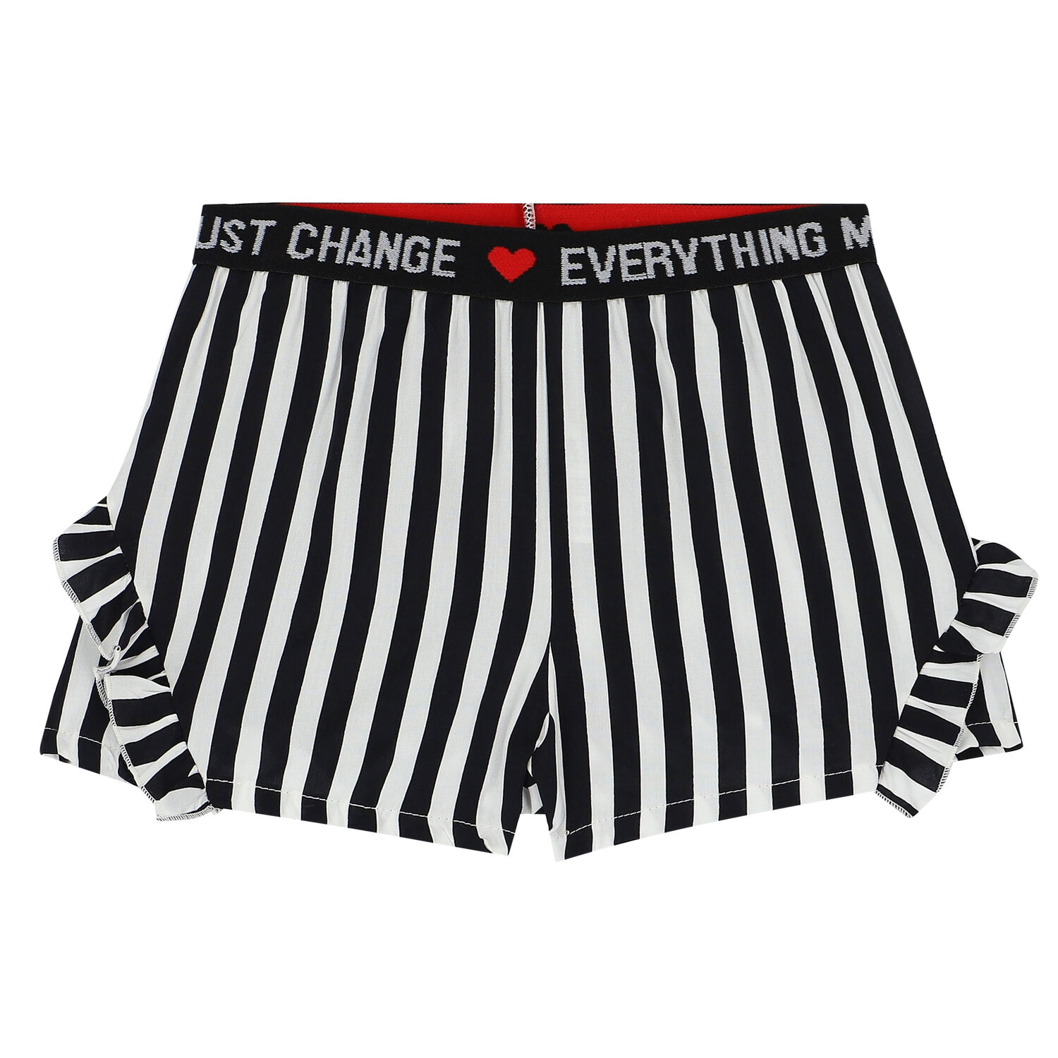 Girls Ivory & Black Heart Shorts Set, 1, hi-res