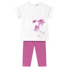 Younger Girls Ivory & Pink Leggings Set, 2, hi-res