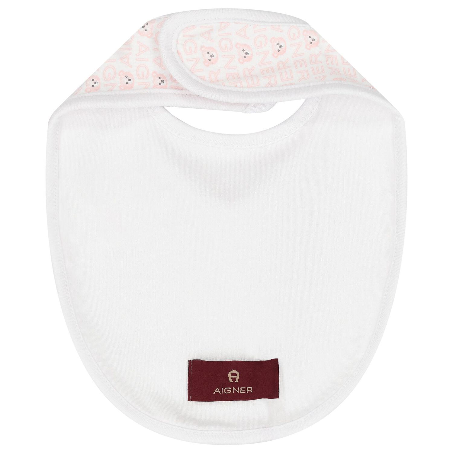 Baby Girls White & Pink Logo Bib, 3, hi-res