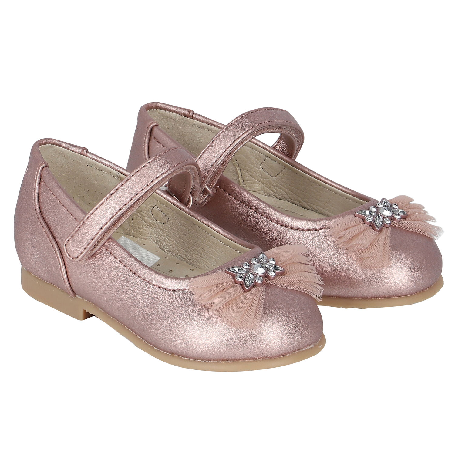 Younger Girls Pink Bow Ballerina Shoes, 4, hi-res image number null