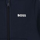 Younger Boys Navy Blue Hooded Zip Up Top, 3, hi-res