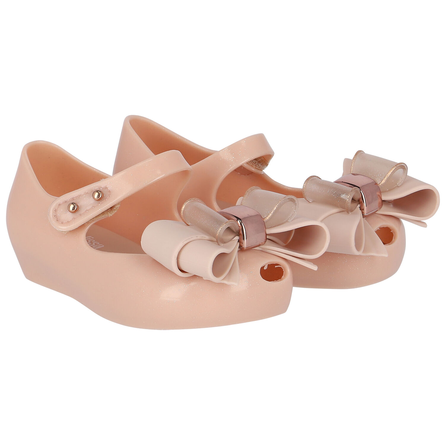 Younger Girls Pink Bow Jelly Shoes, 1, hi-res
