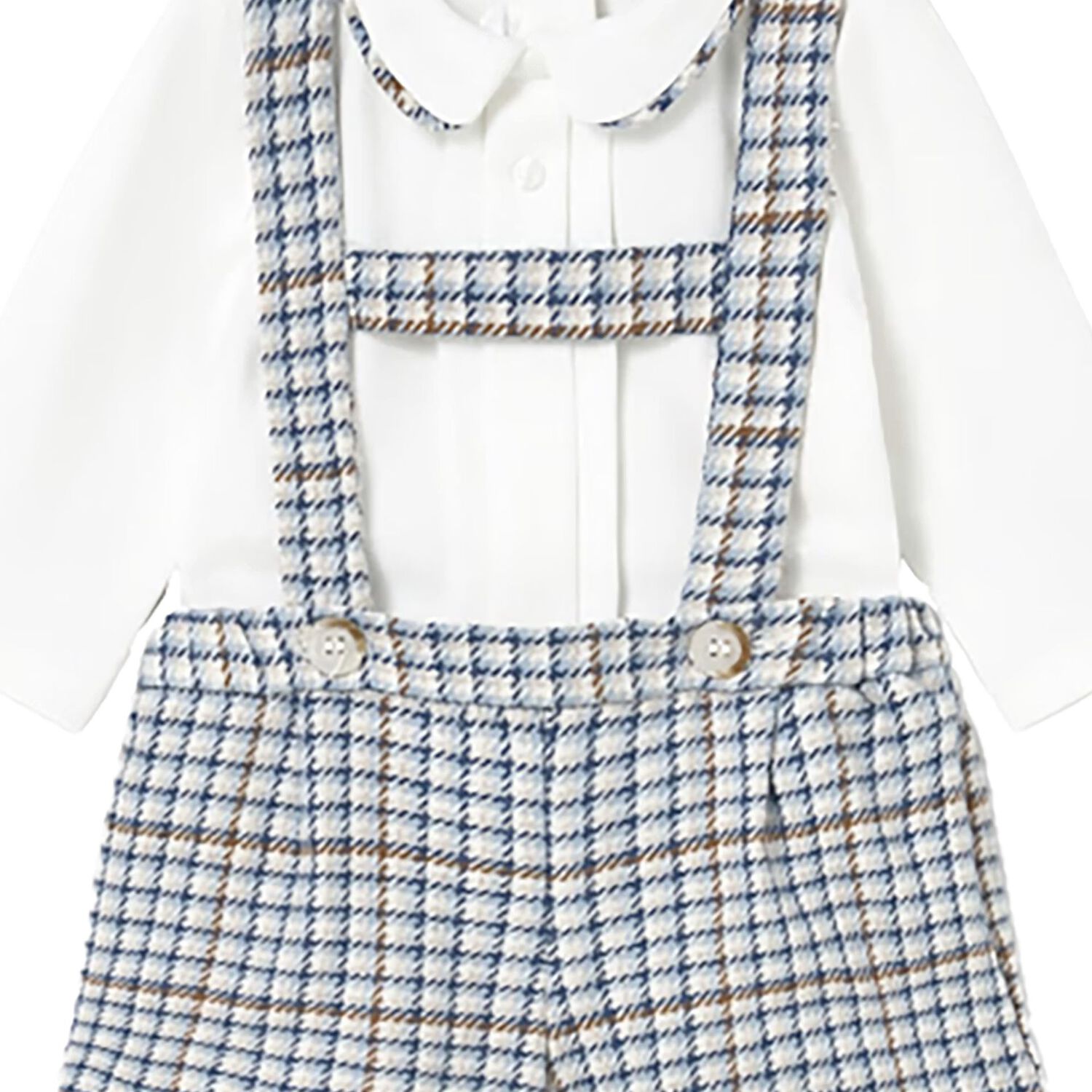 Baby Boys Ivory & Blue Checked Shorts Set, 1, hi-res image number null