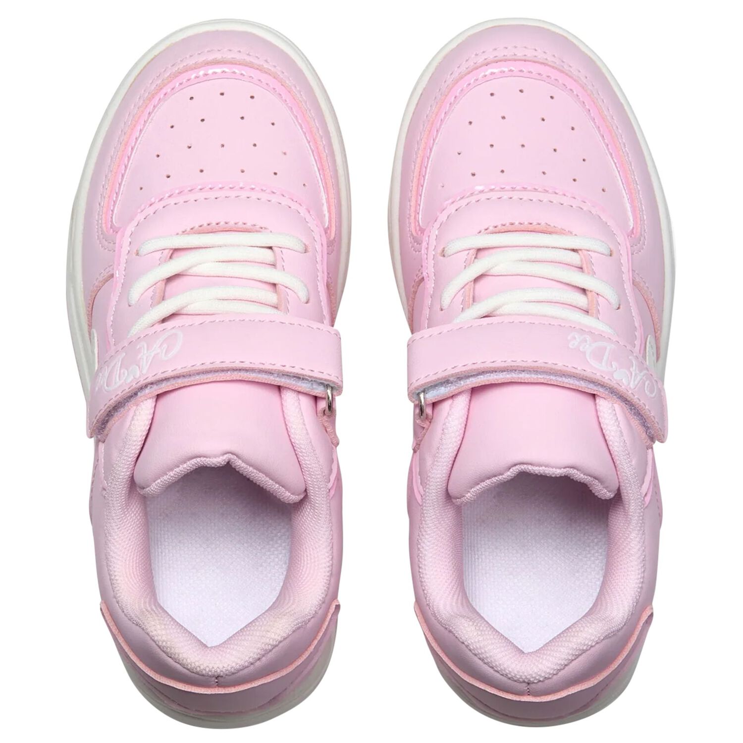 Girls Pink Heart Trainers, 1, hi-res