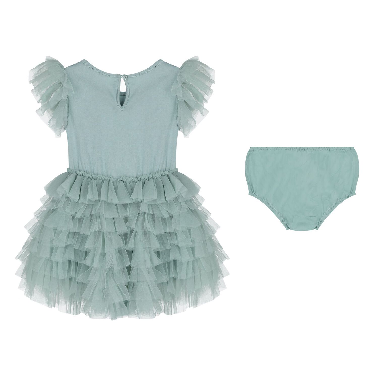 Baby Girls Green Embellished Sequin Tulle Dress Set, 1, hi-res