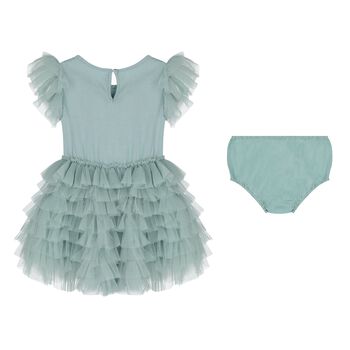 Baby Girls Green Embellished Sequin Tulle Dress Set