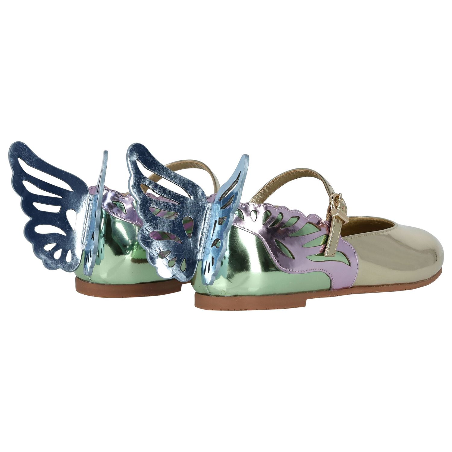 Girls Gold Butterfly Shoes, 1, hi-res