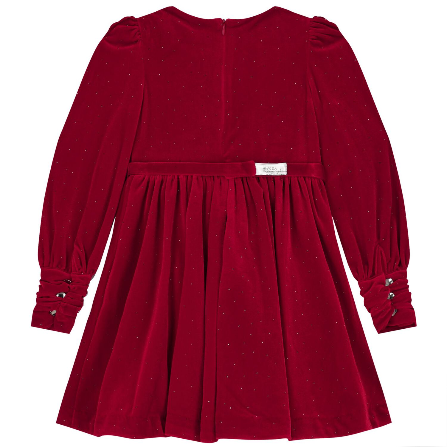 Girls Red Embellished Velvet Dress, 2, hi-res