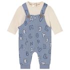 Baby Boys Ivory & Blue Romper, 1, hi-res