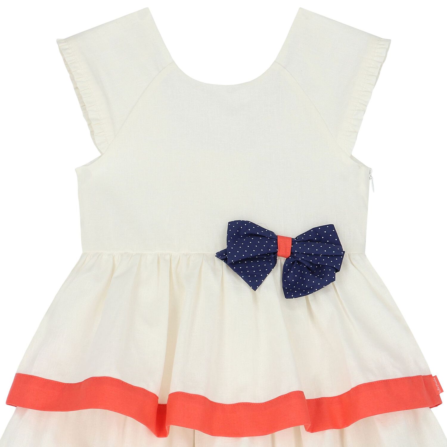 Girls White Bow Dress, 1, hi-res