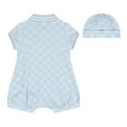 Baby Boys Blue GG Logo Romper Gift Set, 1, hi-res
