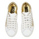 Girls White & Gold Logo Trainers, 1, hi-res