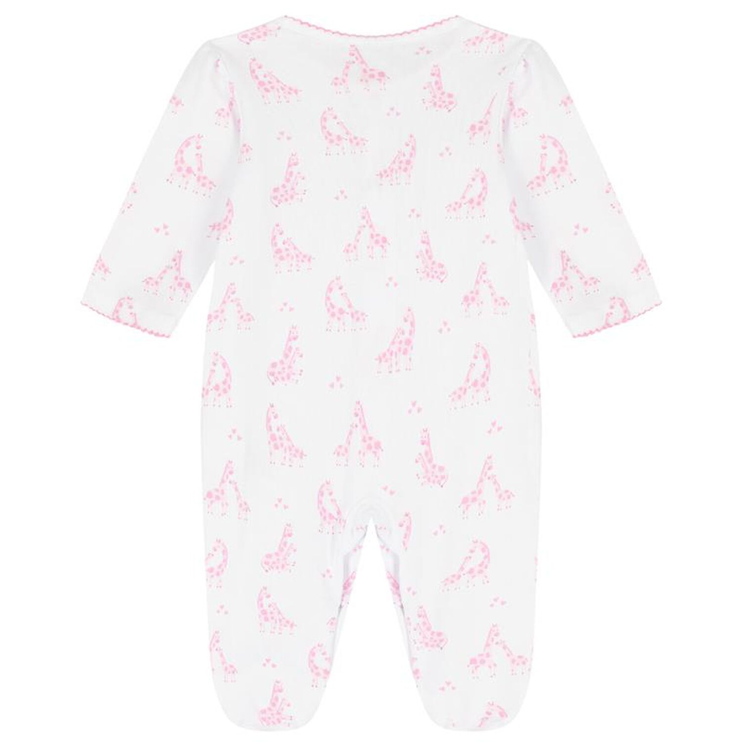 Baby Girls White & Pink Giraffe Babygrow, 1, hi-res