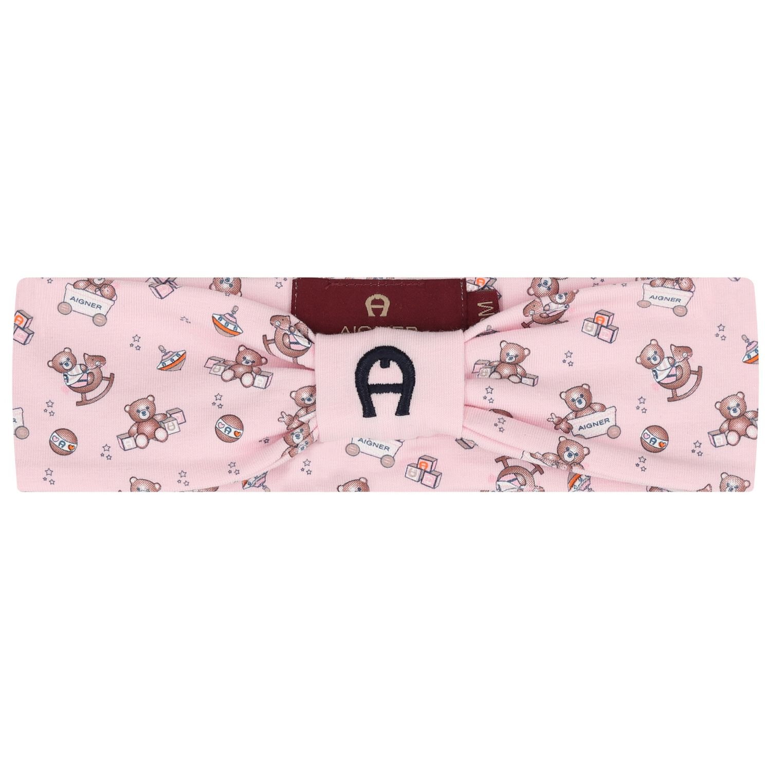Baby Girls Pink Teddy Bear Logo Headband, 2, hi-res
