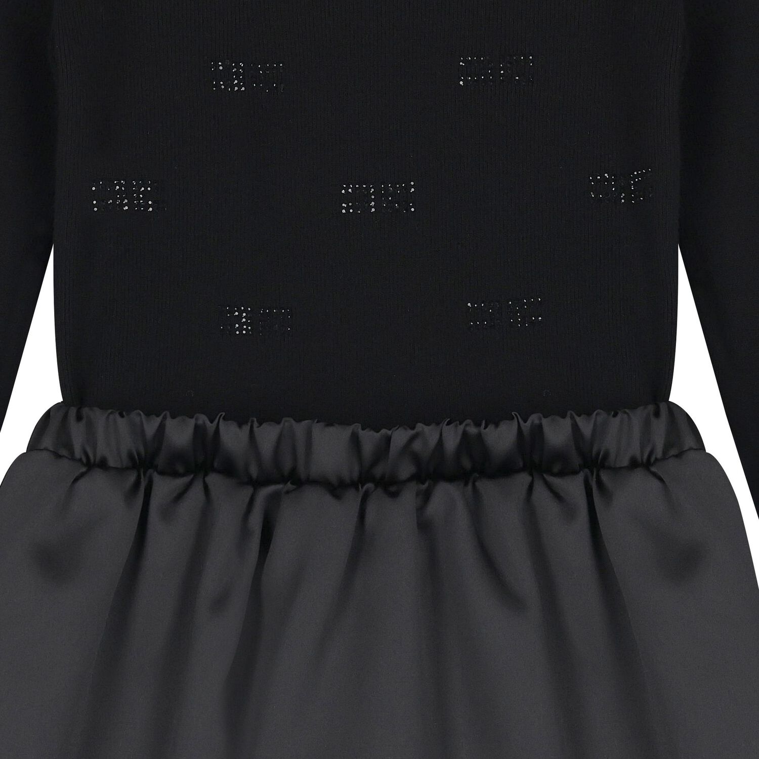 Girls Black Logo Dress, 1, hi-res