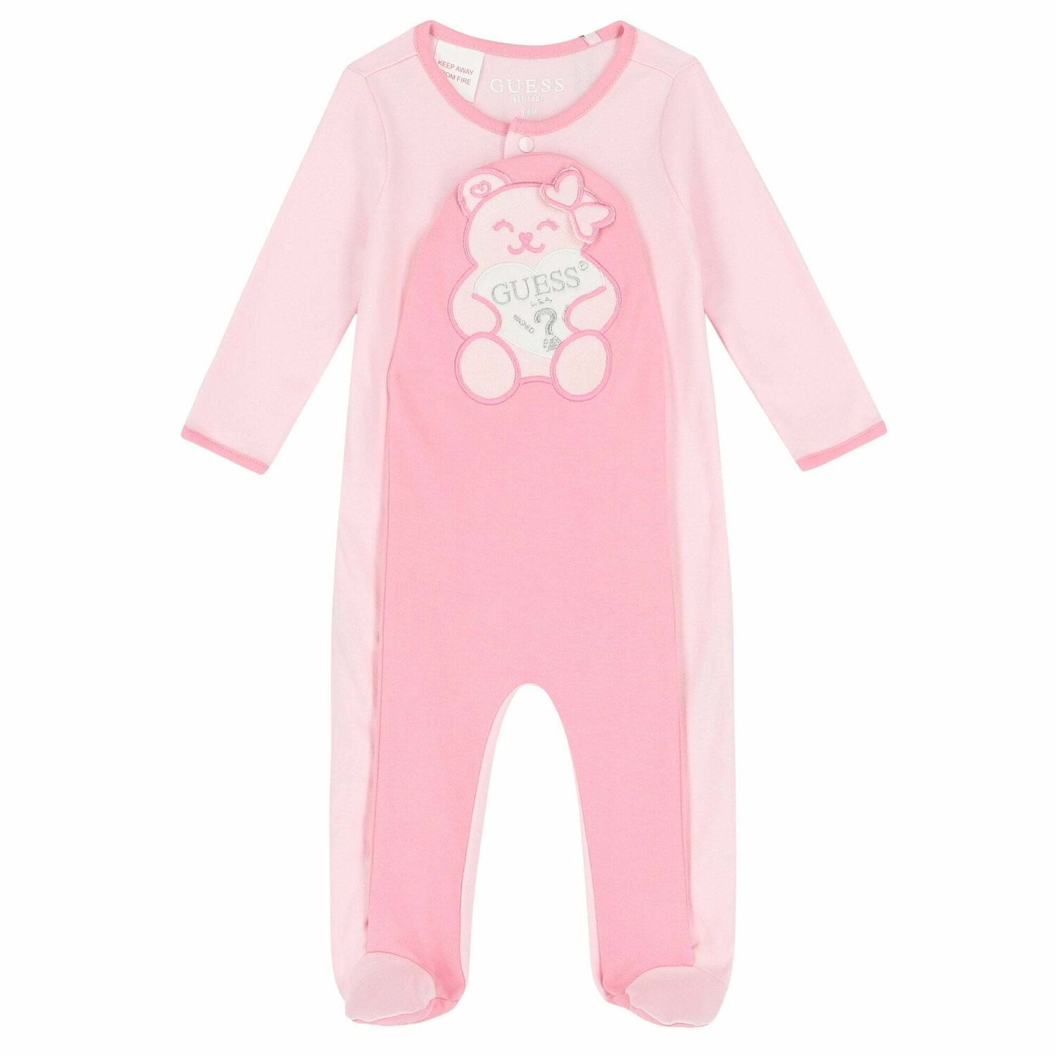Baby Girls Pink Teddy Babygrow, 2, hi-res