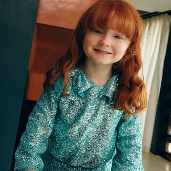 Girls Aqua Embellished Sequin Skirt Set , 1 Girls Aqua Embellished Sequin Skirt Set