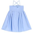 Girls Blue Flower Dress, 1, hi-res