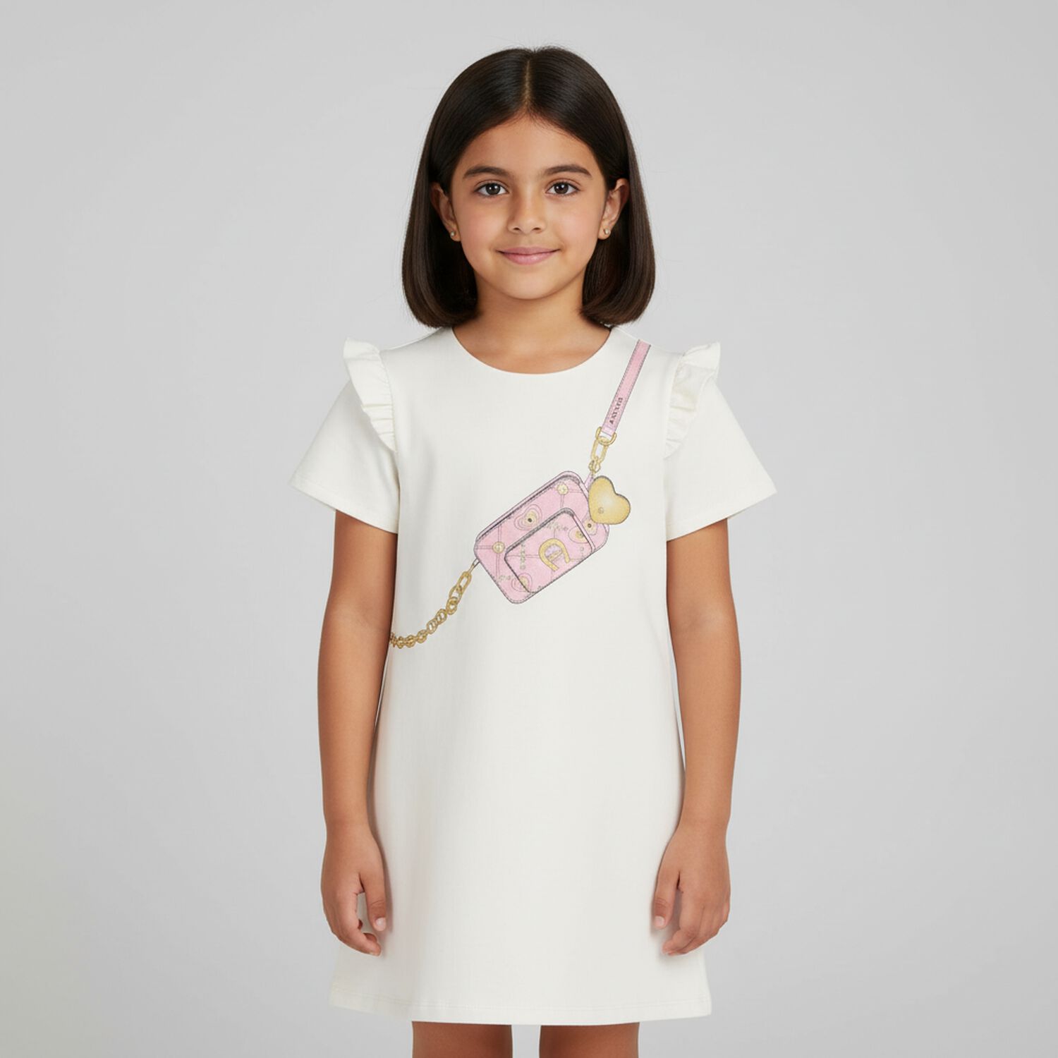 Girls Ivory Logo Bag Dress, 1, hi-res image number null
