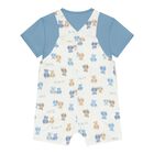 Baby Boys Blue & White Dungaree Set, 2, hi-res