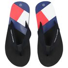 Boys Black Logo Flip Flops, 1, hi-res