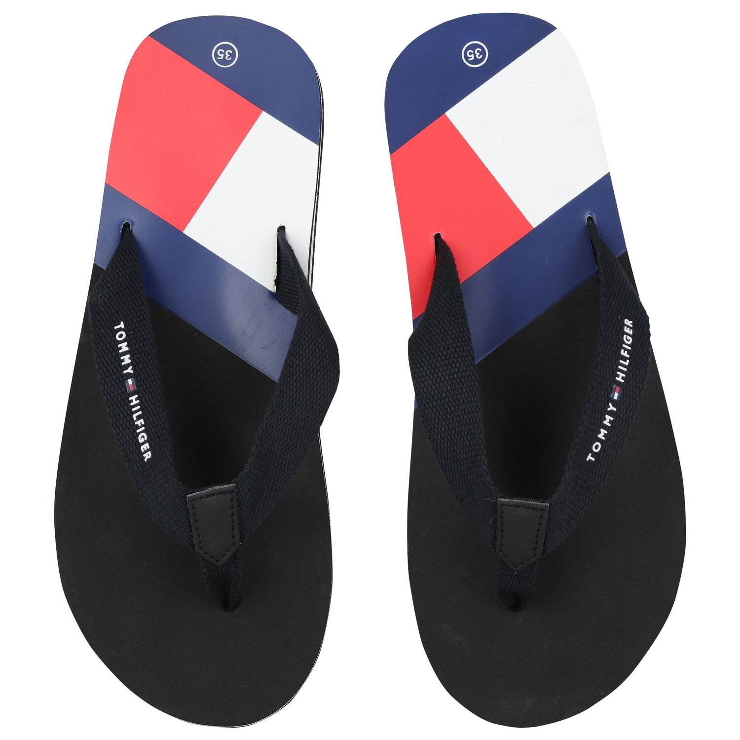 Boys Black Logo Flip Flops, 1, hi-res
