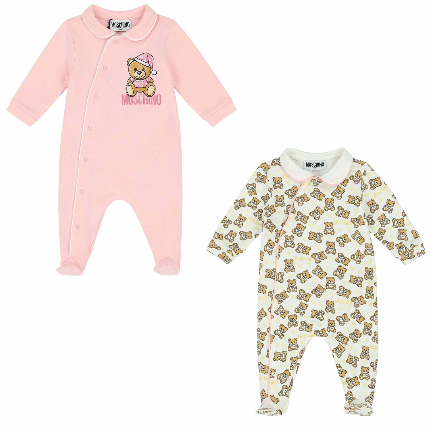 Pink & Ivory Teddy Logo Babygrows ( 2-Pack ), 4, hi-res image number null