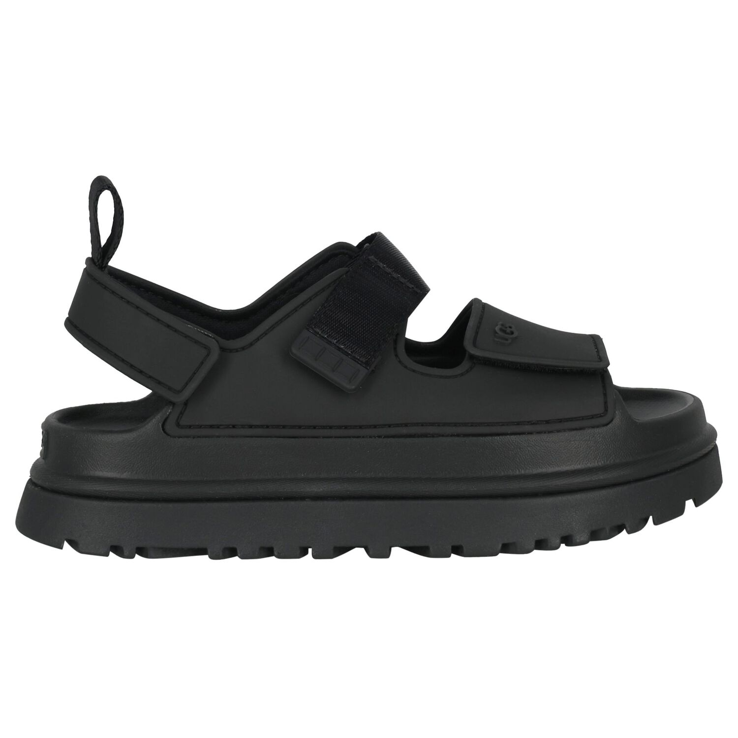 Black Chunky Logo Sandals , 1, hi-res