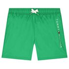 Boys Green Embroidered Logo Swim Shorts, 2, hi-res