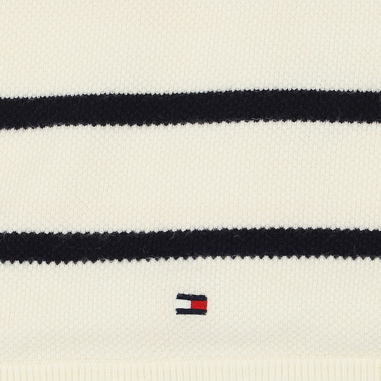 Ivory & Black Striped Knitted Blanket, 1, hi-res