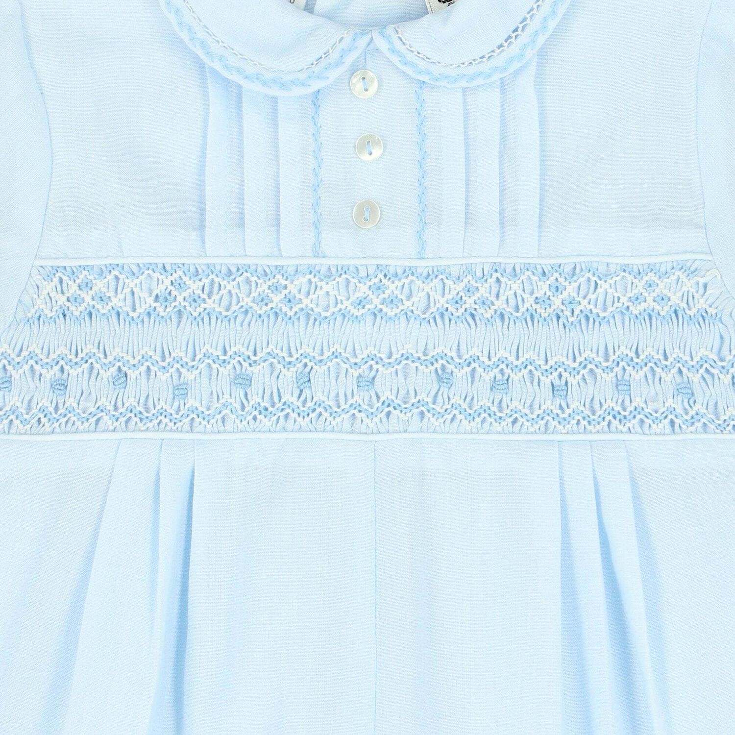 Baby Boys Blue Smocked Romper, 1, hi-res image number null