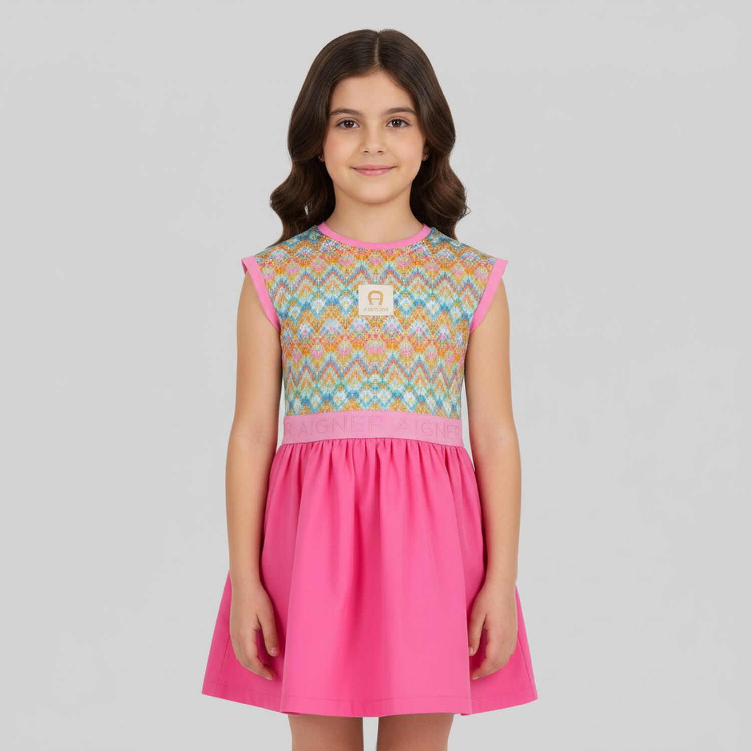 Girls Pink Logo Crochet Dress, 1, hi-res image number null