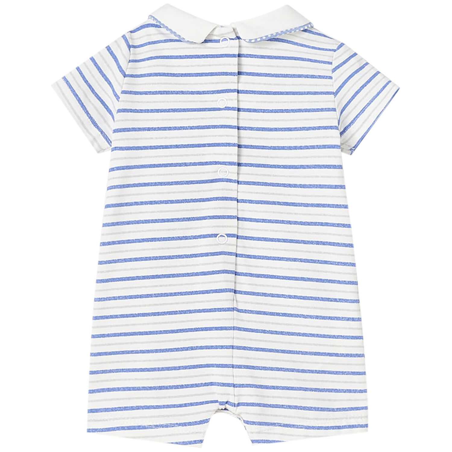 Baby Boys Blue & White Romper, 1, hi-res