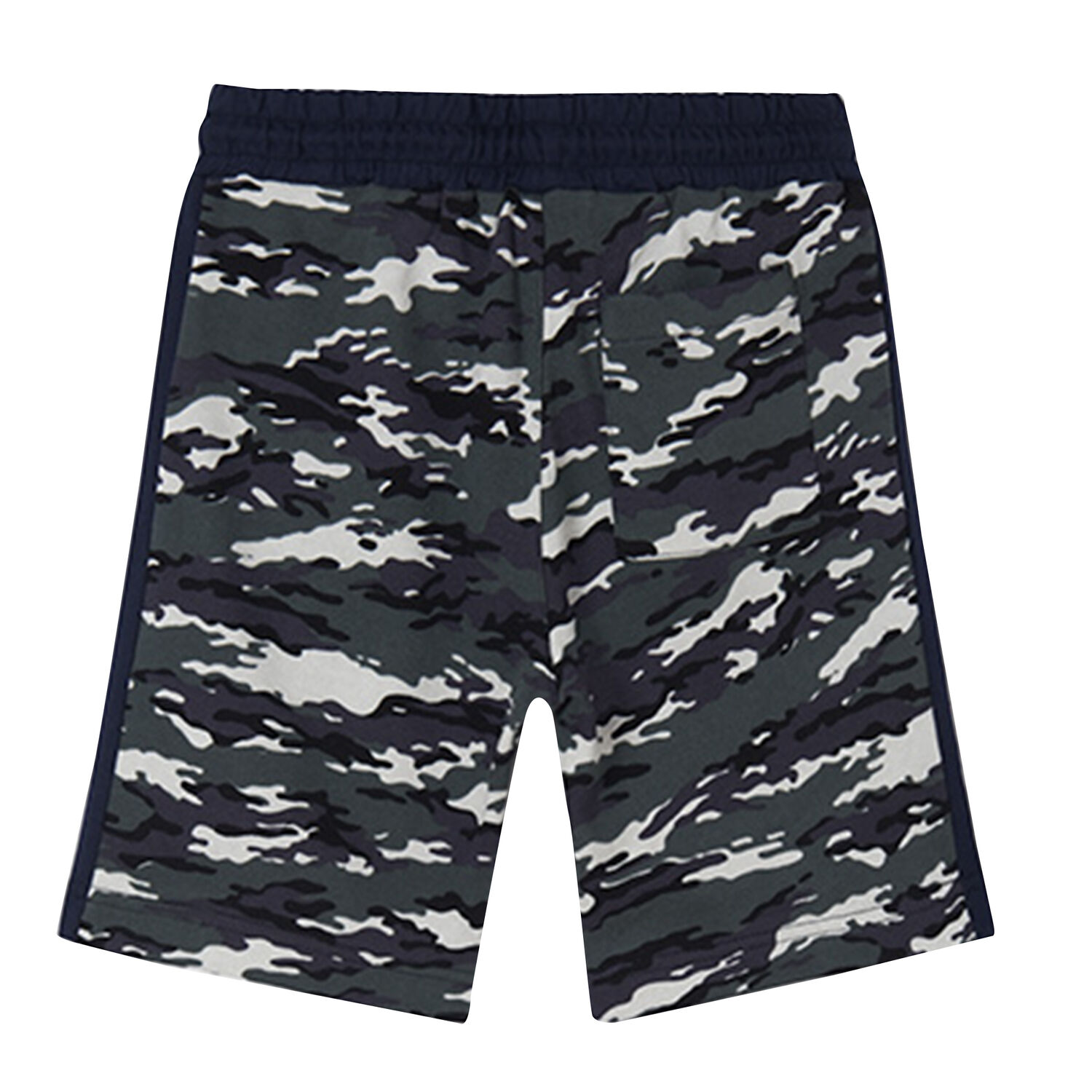 Boys Navy Camouflaged Shorts, 1, hi-res