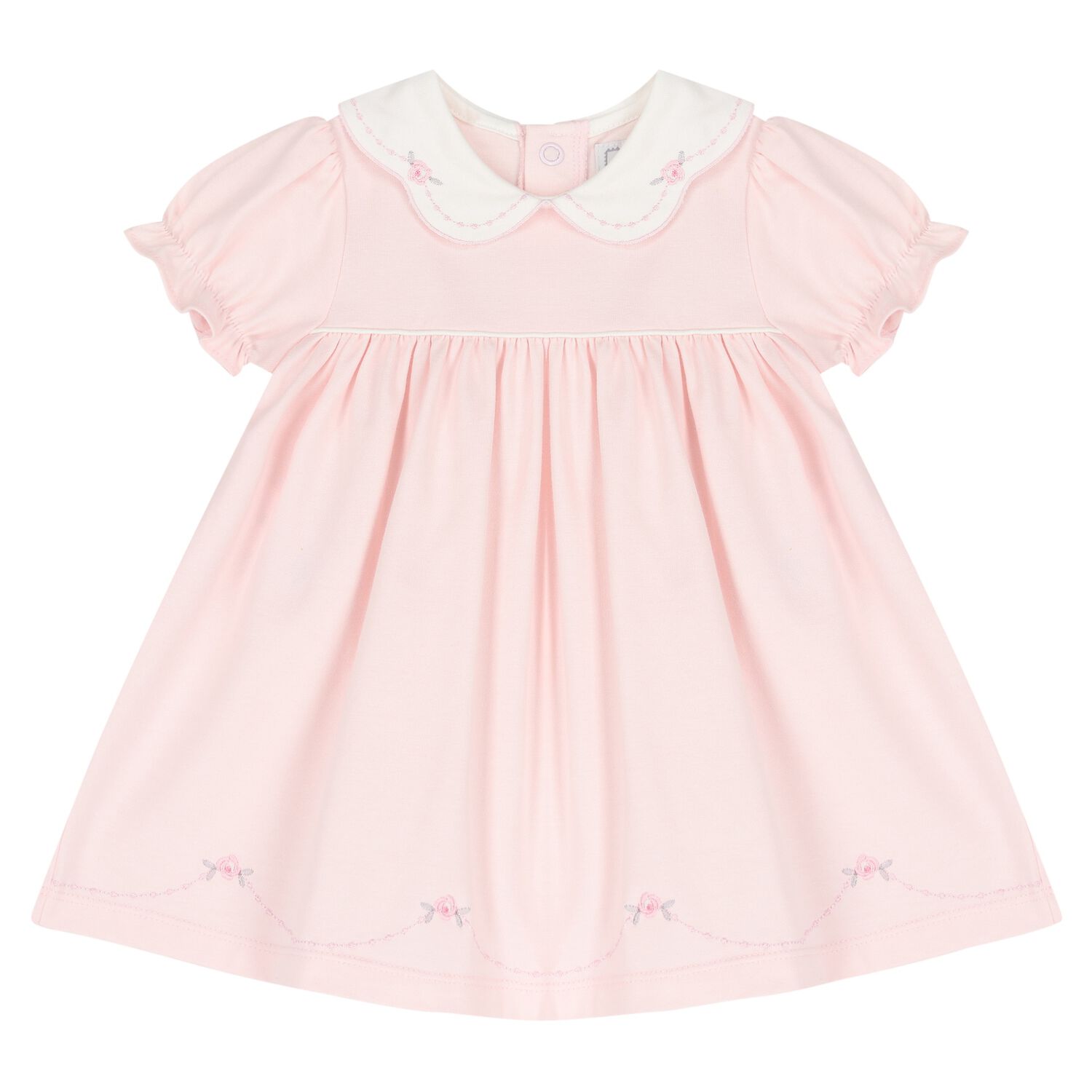 Baby Girls Pink & White Floral Dress, 1, hi-res