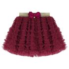 Girls Burgundy & Gold Tulle Skirt, 2, hi-res