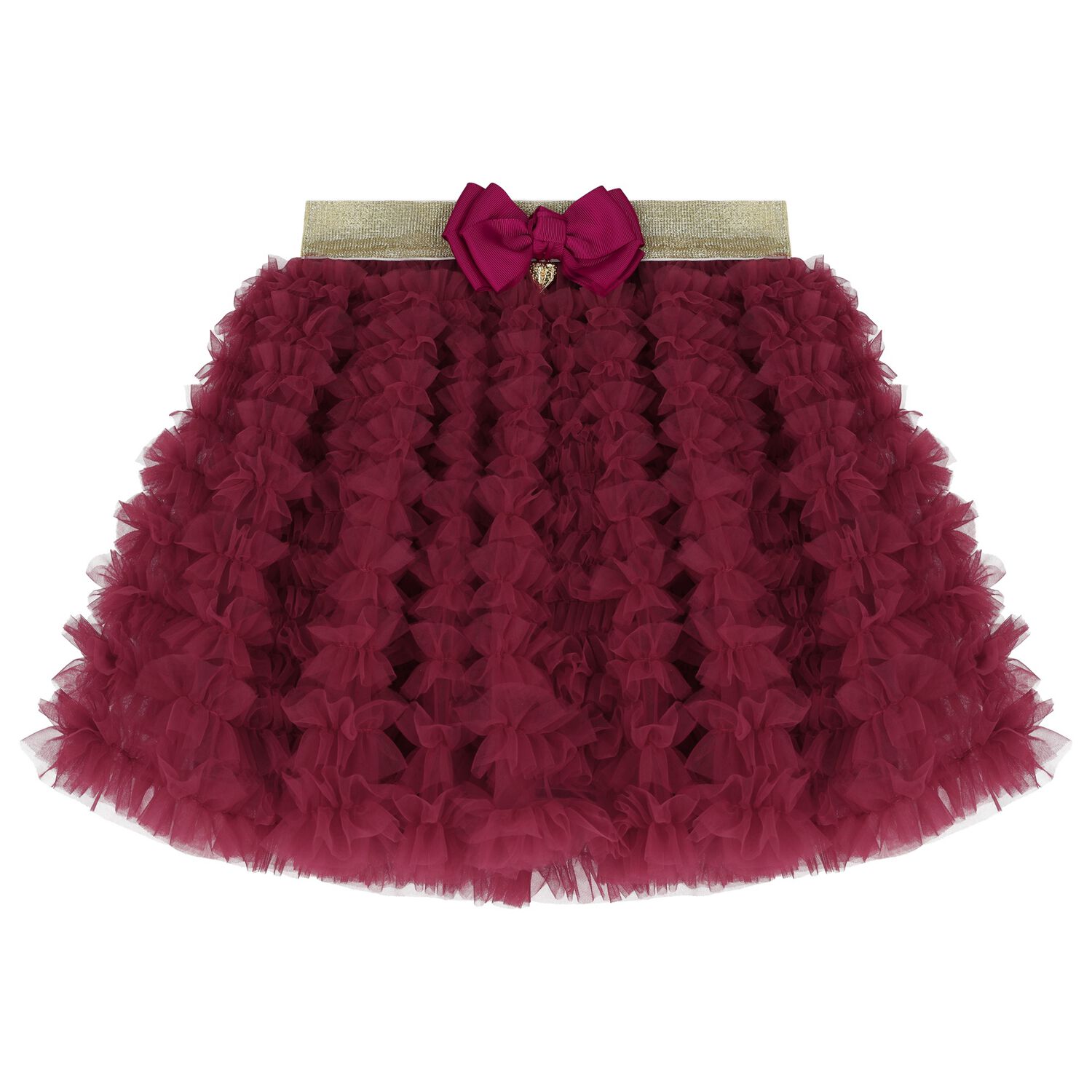 Girls Burgundy & Gold Tulle Skirt, 2, hi-res