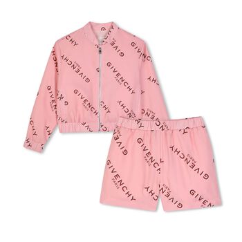 Girls Pink Logo Shorts Set