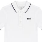 Younger Boys White Logo Polo Shirt, 2, hi-res