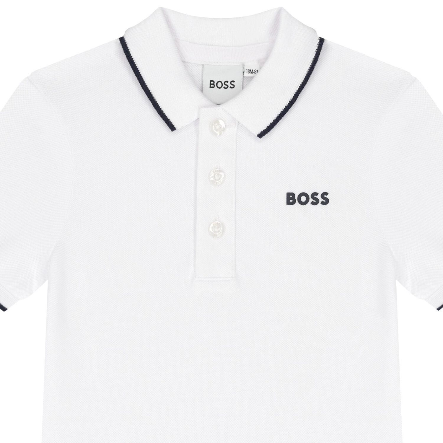 Younger Boys White Logo Polo Shirt, 2, hi-res