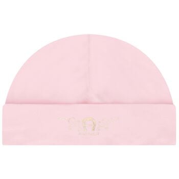 Baby Girls Pink & Gold Logo Hat