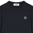 Boys Navy Blue Logo Long Sleeve Top, 1, hi-res