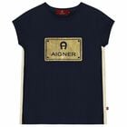 Girls Navy Blue Logo T-shirt, 1, hi-res